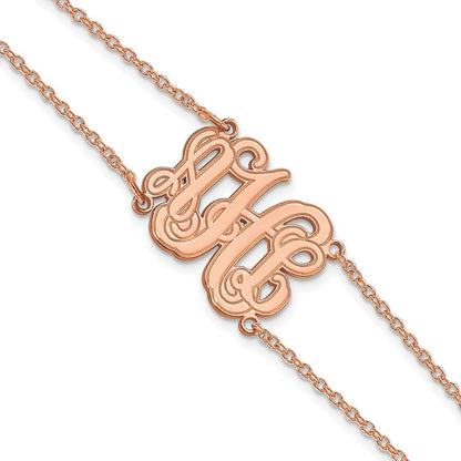 14K Roségold Doppelt Kette Geätzt Monogramm Armband