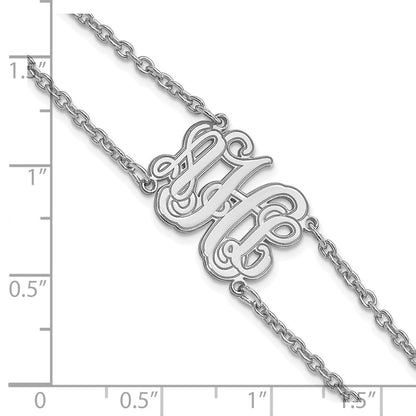 Sterlingsilber Rhodiniert Doppelt Kette Geätzt Monogramm Armband