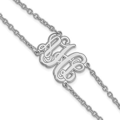 Sterlingsilber Rhodiniert Doppelt Kette Geätzt Monogramm Armband