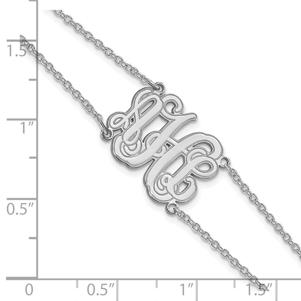 14K Weißgold Doppelt Kette Geätzt Monogramm Armband