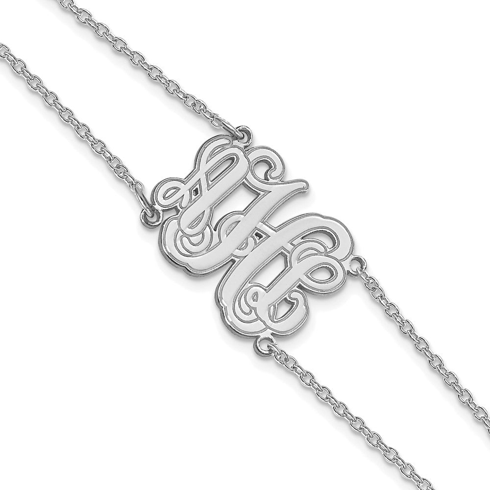 14K Weißgold Doppelt Kette Geätzt Monogramm Armband