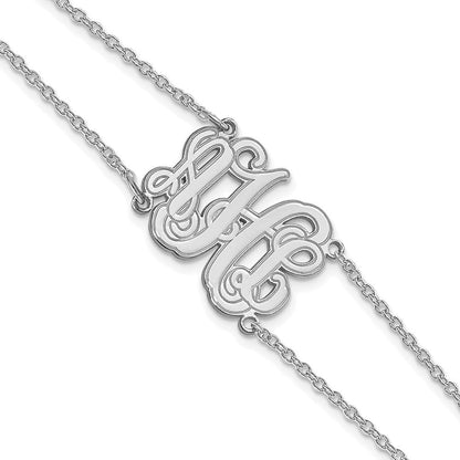 14K Weißgold Doppelt Kette Geätzt Monogramm Armband