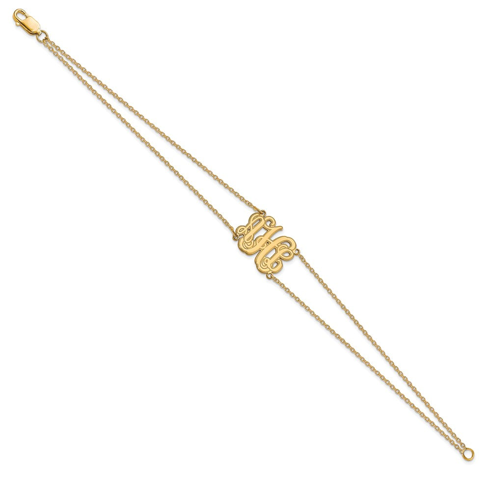 14K Gelbgold Doppelt Kette Geätzt Monogramm Armband