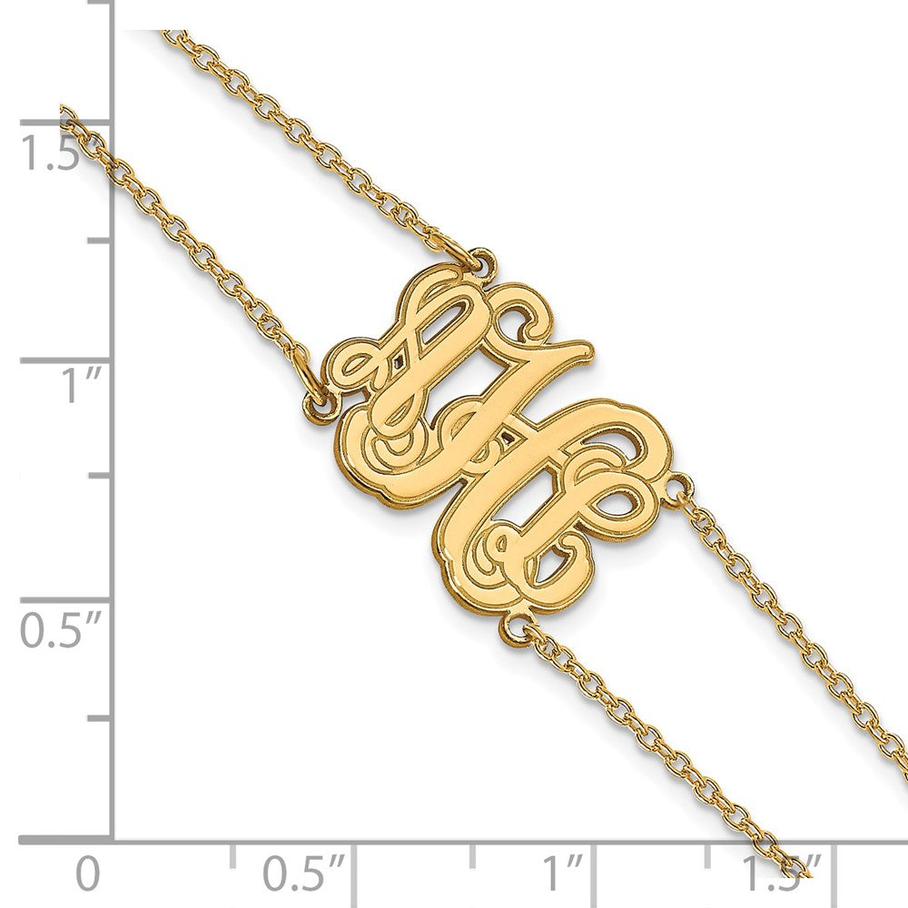 14K Gelbgold Doppelt Kette Geätzt Monogramm Armband