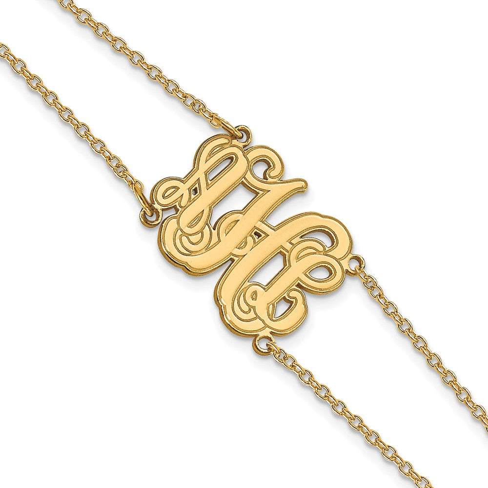 14K Gelbgold Doppelt Kette Geätzt Monogramm Armband