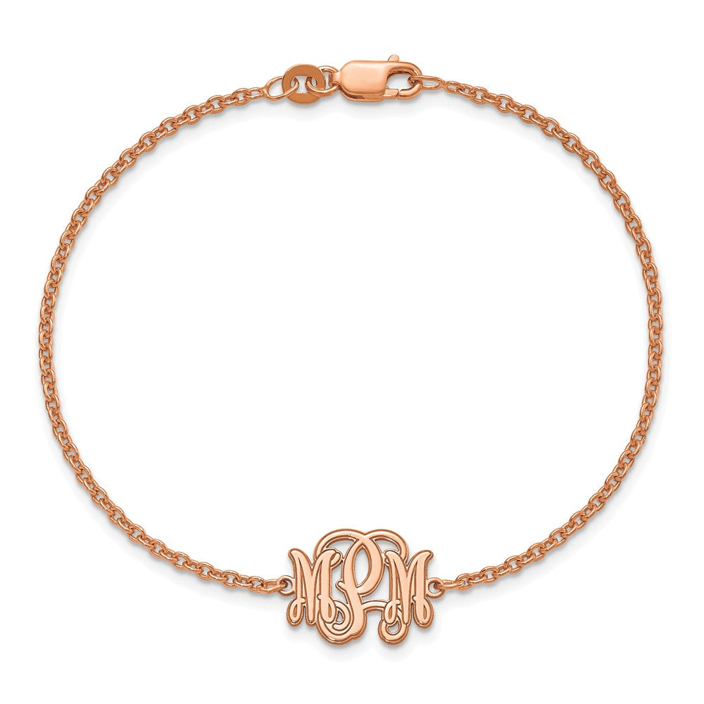 Roségoldbeschichtet Sterlingsilber /rose Geätzt Monogramm Armband