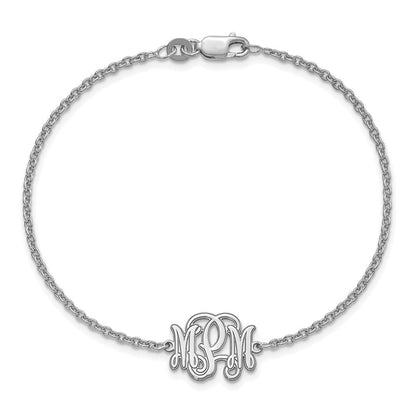 Sterlingsilber Silber/rhodiniert Geätzt Monogramm Armband