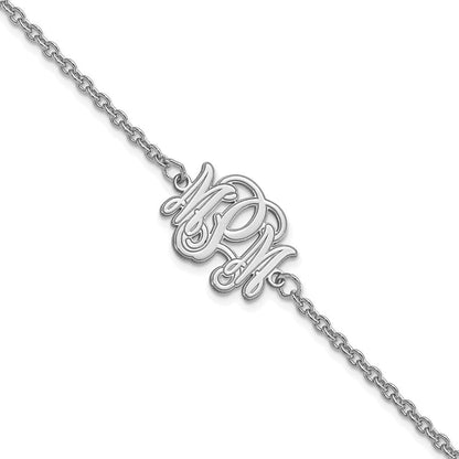 Sterlingsilber Silber/rhodiniert Geätzt Monogramm Armband