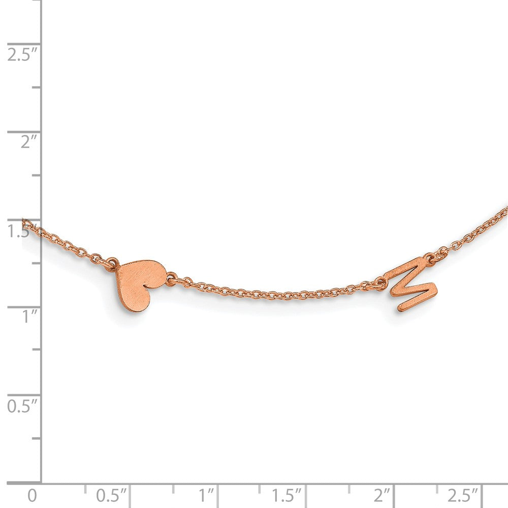 14K Roségold 2 Gebürstet Initiale/symbol Halskette