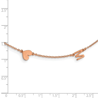 14K Roségold 2 Gebürstet Initiale/symbol Halskette