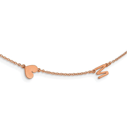 14K Roségold 2 Gebürstet Initiale/symbol Halskette