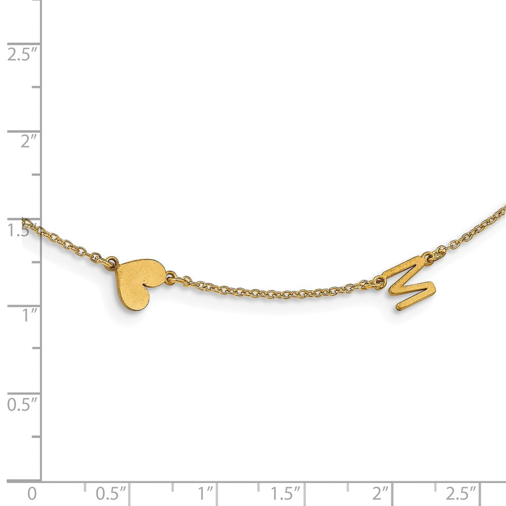 14K Gelbgold Gebürstet 2 Initiale/symbol Halskette