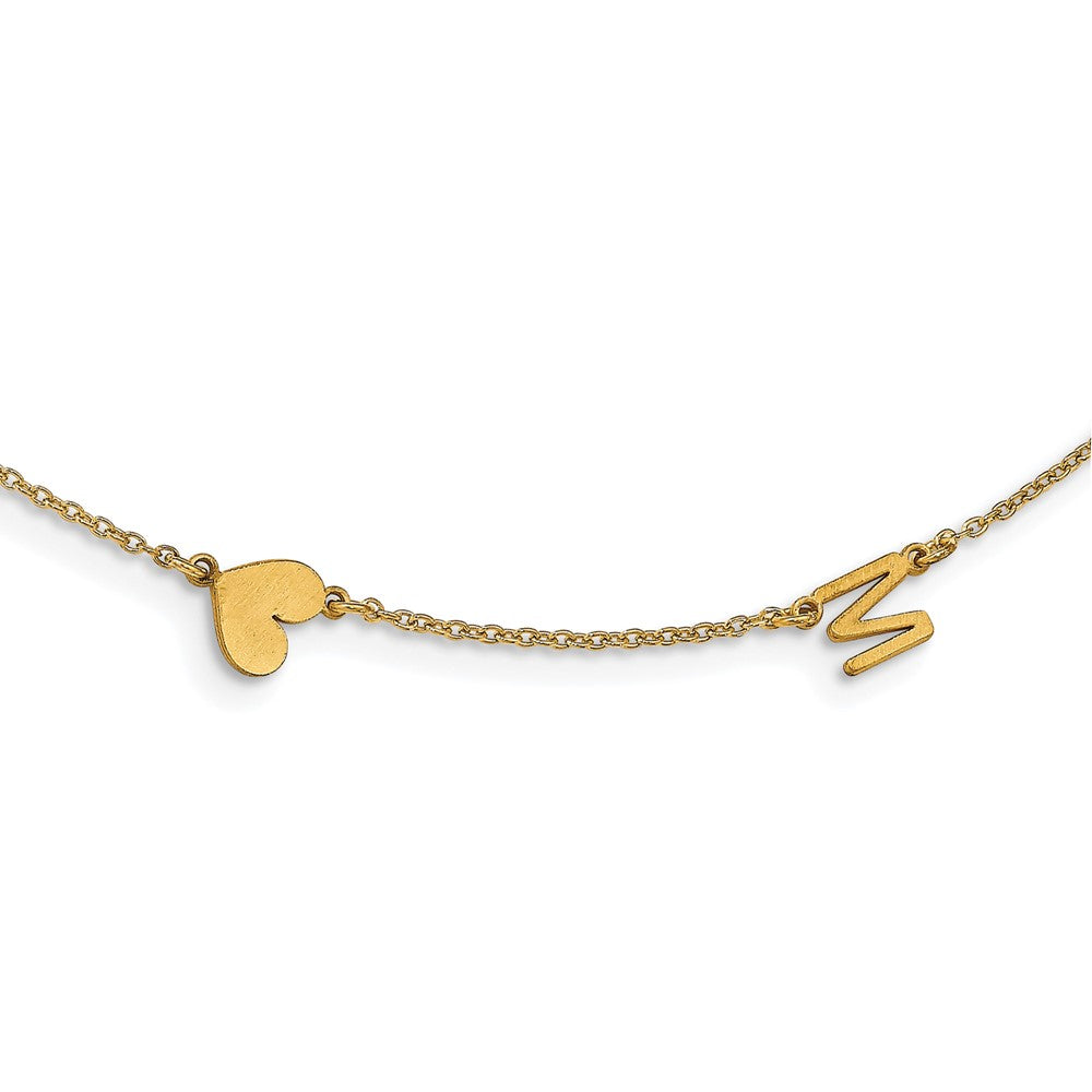 14K Gelbgold Gebürstet 2 Initiale/symbol Halskette