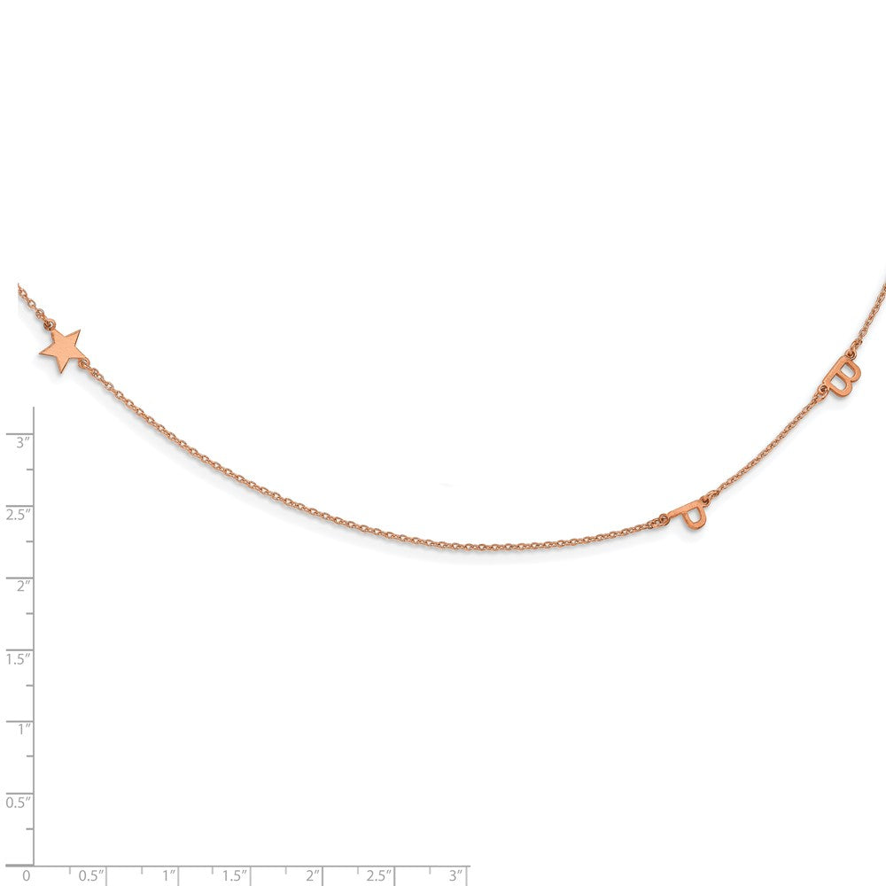 14K Roségold Gebürstet 3 Initiale/symbol Halskette