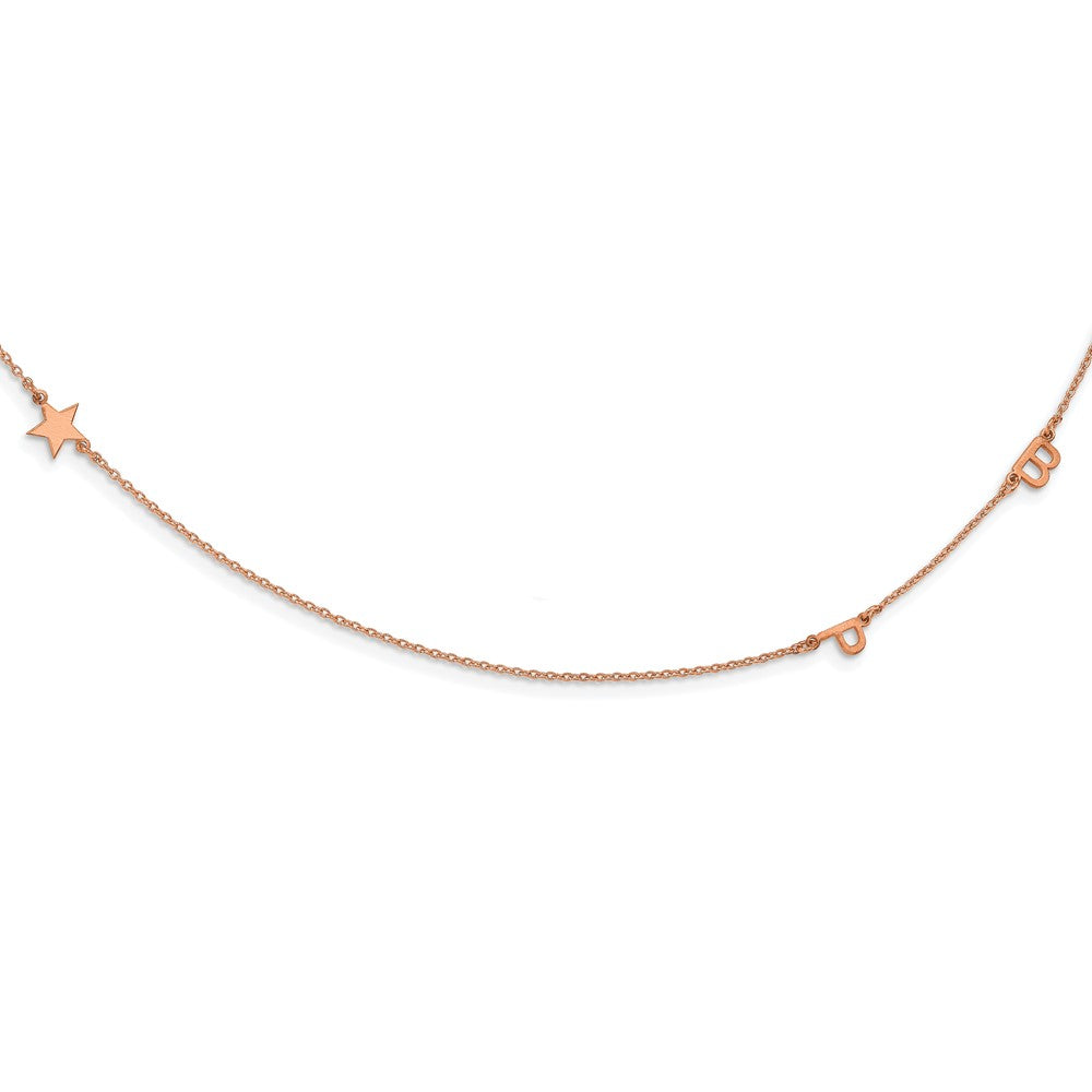 14K Roségold Gebürstet 3 Initiale/symbol Halskette