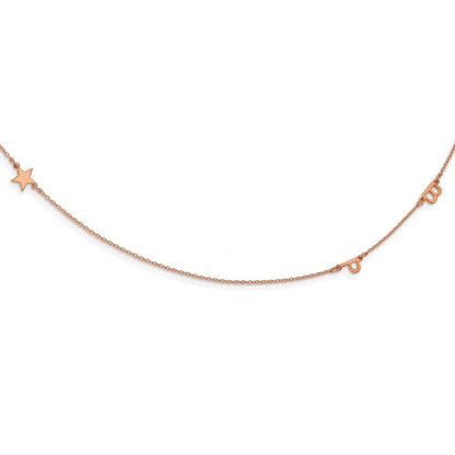 14K Roségold Gebürstet 3 Initiale/symbol Halskette