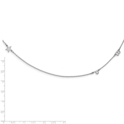 Sterlingsilber Silber/rhodiniert Gebürstet 3 Initiale/symbol Halskette