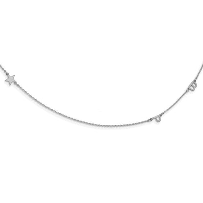 Sterlingsilber Silber/rhodiniert Gebürstet 3 Initiale/symbol Halskette