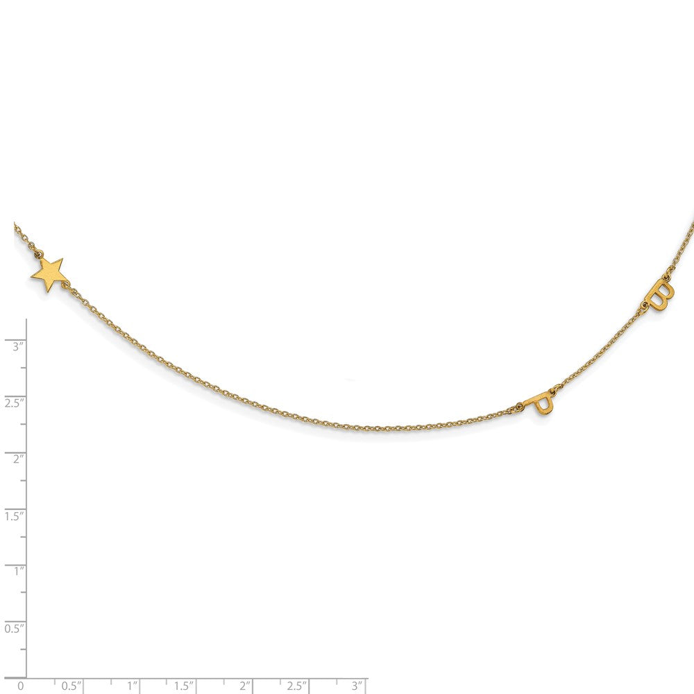 14K Gelbgold Gebürstet 3 Initiale/symbol Halskette