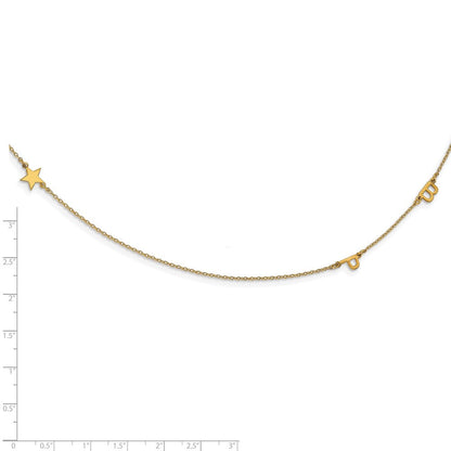 14K Gelbgold Gebürstet 3 Initiale/symbol Halskette