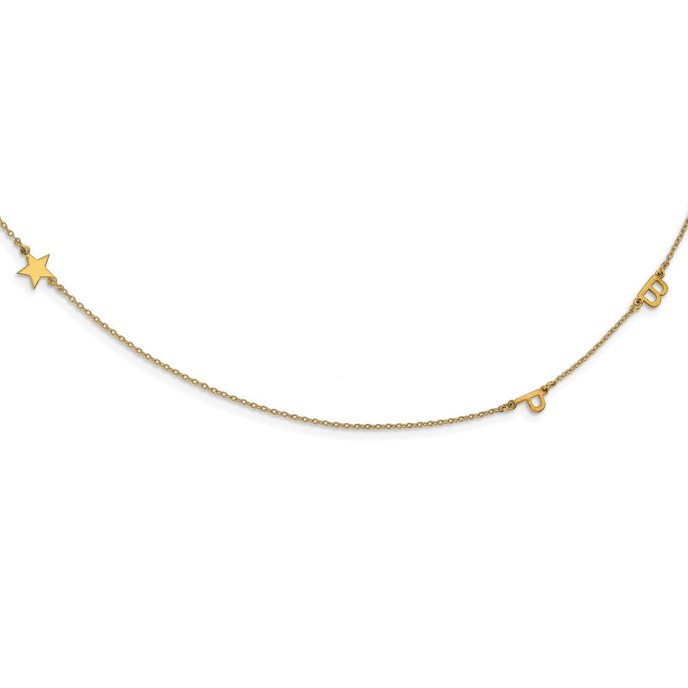 14K Gelbgold Gebürstet 3 Initiale/symbol Halskette