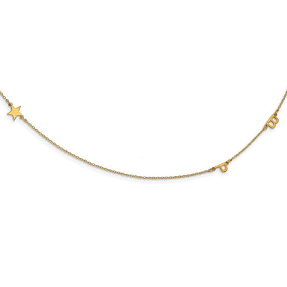 14K Gelbgold Gebürstet 3 Initiale/symbol Halskette