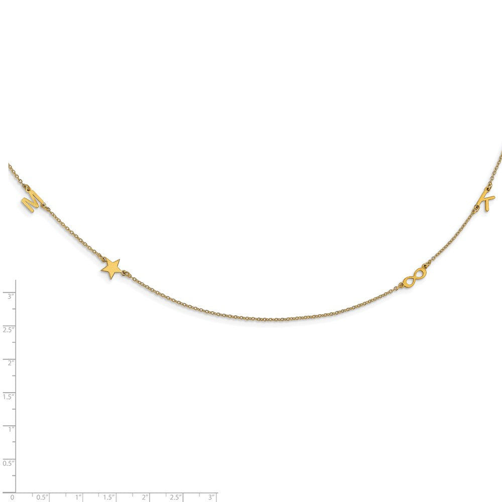 Vergoldet Sterlingsilber /gold Gebürstet 4 Initiale/symbol Halskette