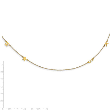 Vergoldet Sterlingsilber /gold Gebürstet 4 Initiale/symbol Halskette