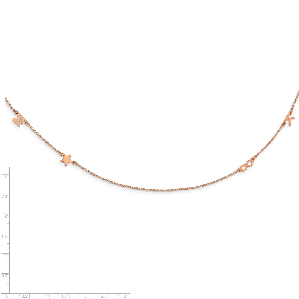 14K Roségold Gebürstet 4 Initiale/symbol Halskette