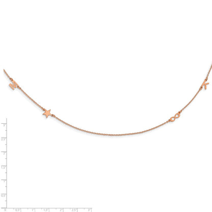14K Roségold Gebürstet 4 Initiale/symbol Halskette