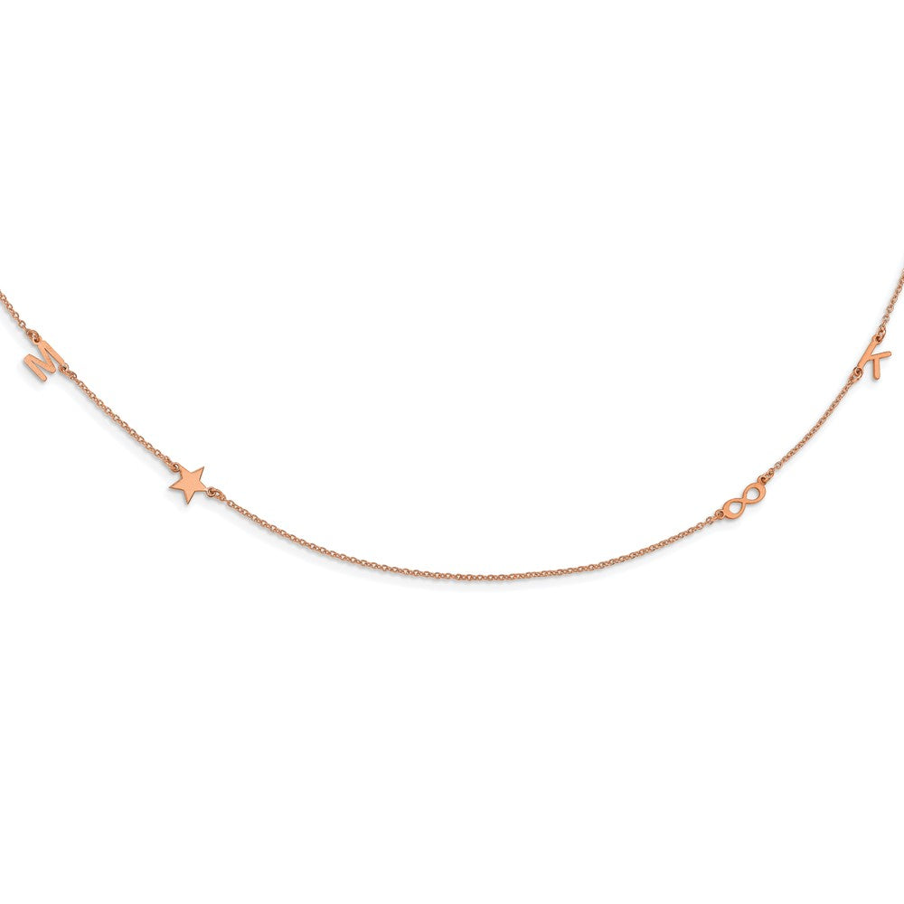 14K Roségold Gebürstet 4 Initiale/symbol Halskette