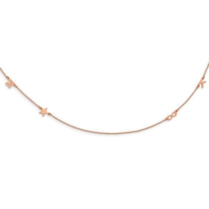 14K Roségold Gebürstet 4 Initiale/symbol Halskette