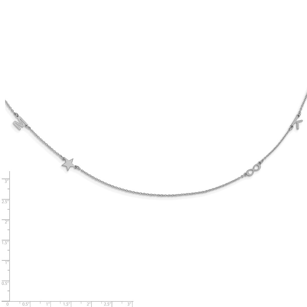 Sterlingsilber Silber/rhodiniert Gebürstet 4 Initiale/symbol Halskette