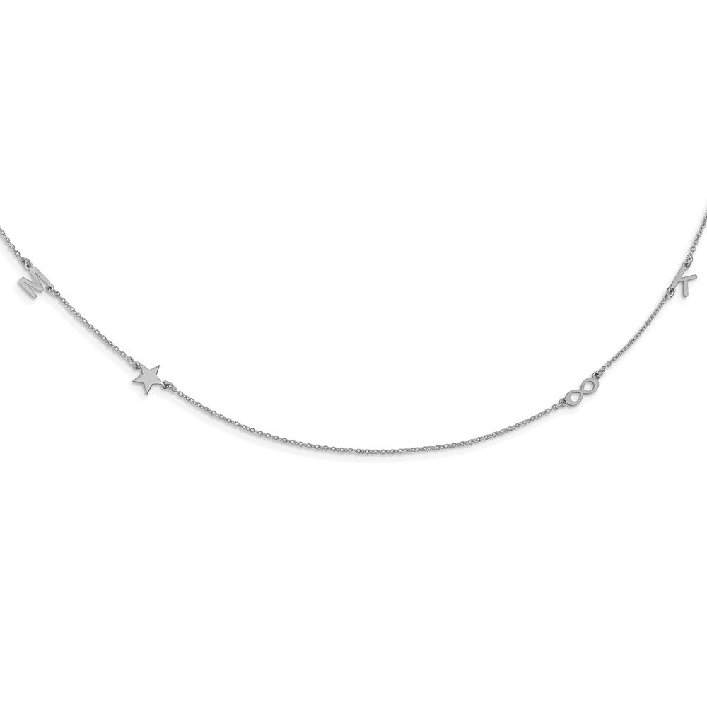 Sterlingsilber Silber/rhodiniert Gebürstet 4 Initiale/symbol Halskette