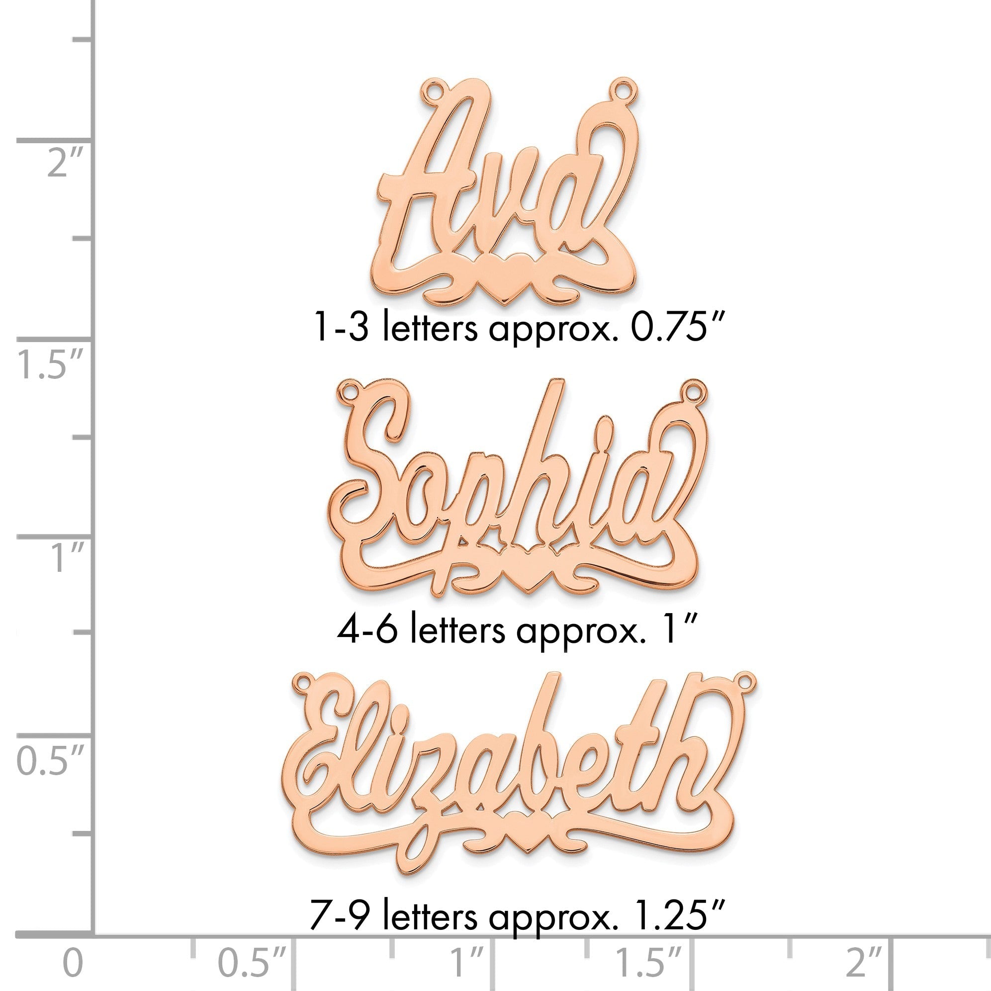 14K Roségold Herz Name Platte