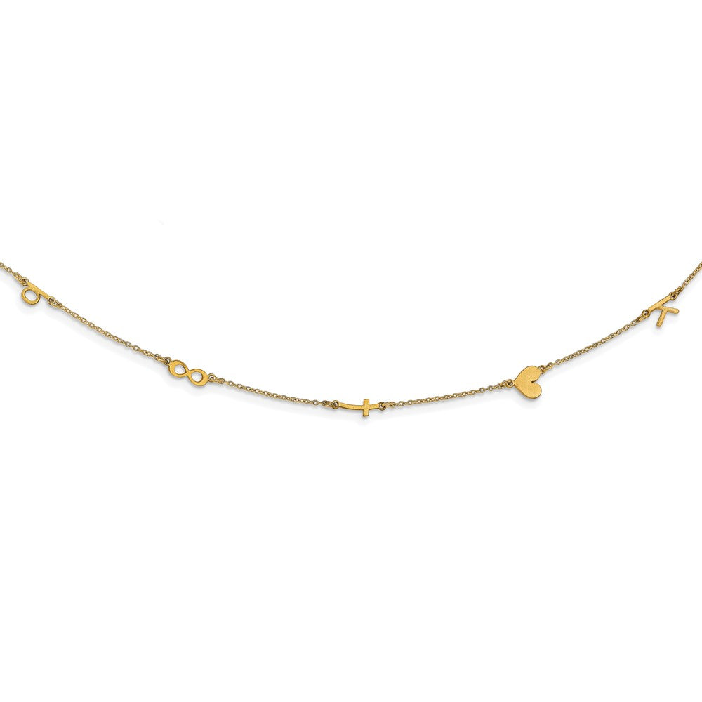 Vergoldet Sterlingsilber /gold Gebürstet 5 Initiale/symbol Halskette