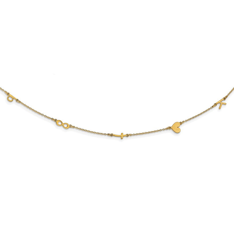 Vergoldet Sterlingsilber /gold Gebürstet 5 Initiale/symbol Halskette