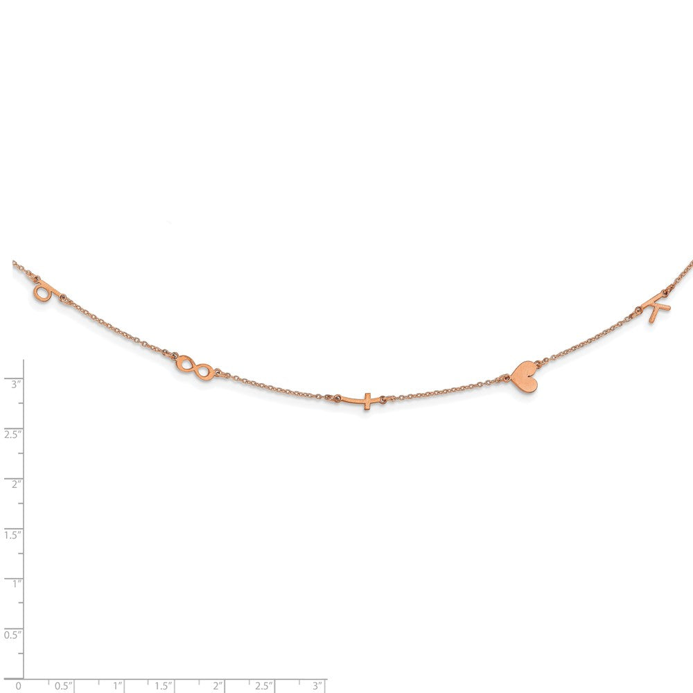 14K Roségold Gebürstet 5 Initiale/symbol Halskette