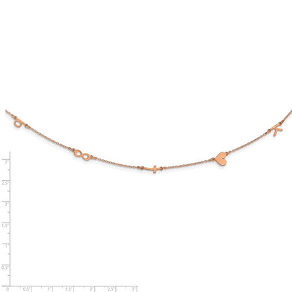 14K Roségold Gebürstet 5 Initiale/symbol Halskette
