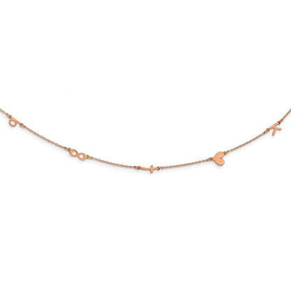 14K Roségold Gebürstet 5 Initiale/symbol Halskette