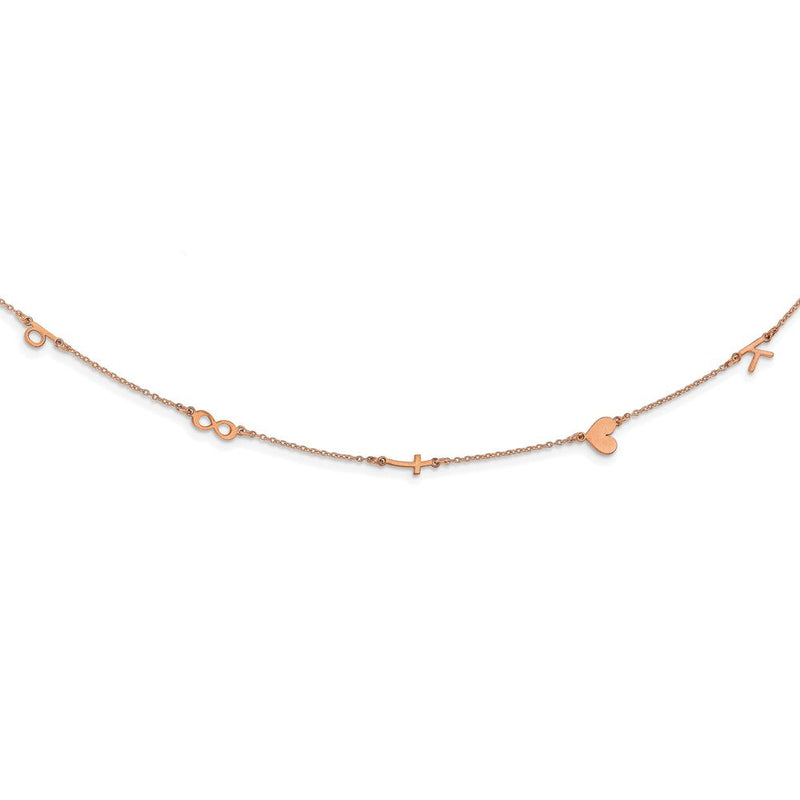 14K Roségold Gebürstet 5 Initiale/symbol Halskette