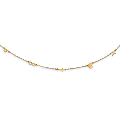 14K Gelbgold Gebürstet 5 Initiale/symbol Halskette