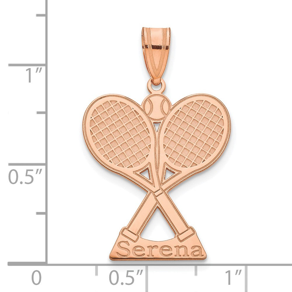 14K Roségold Personalisiert Tennis Anhänger