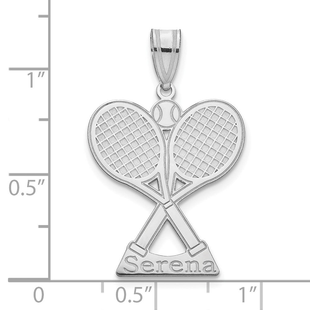 14K Weißgold Personalisiert Tennis Anhänger