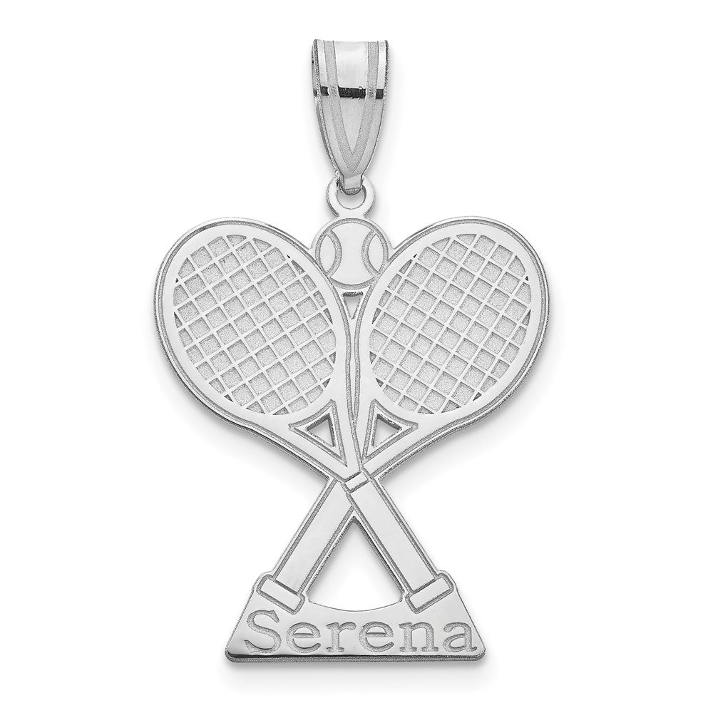 14K Weißgold Personalisiert Tennis Anhänger