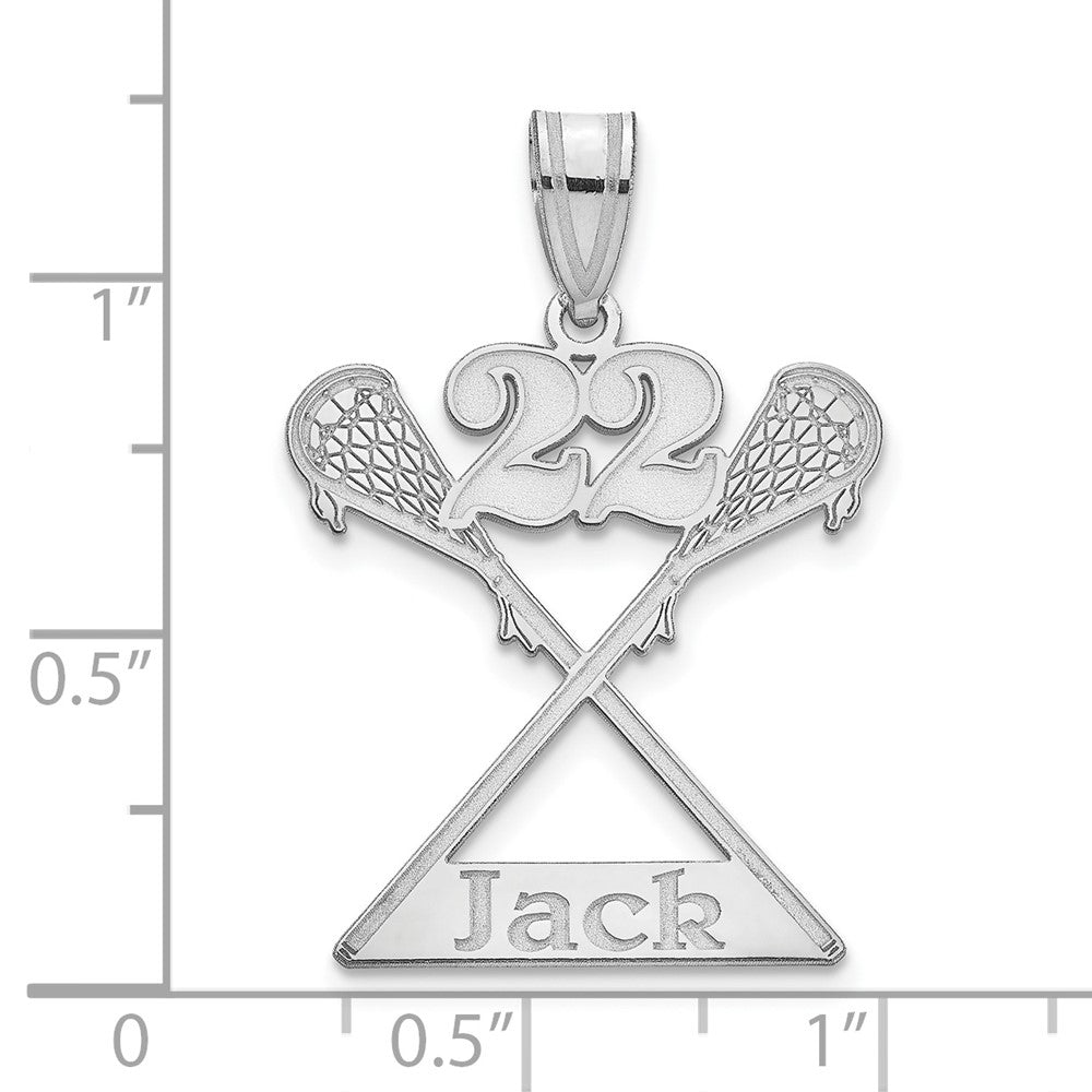 14K Weißgold Personalisiert Lacrosse Anhänger