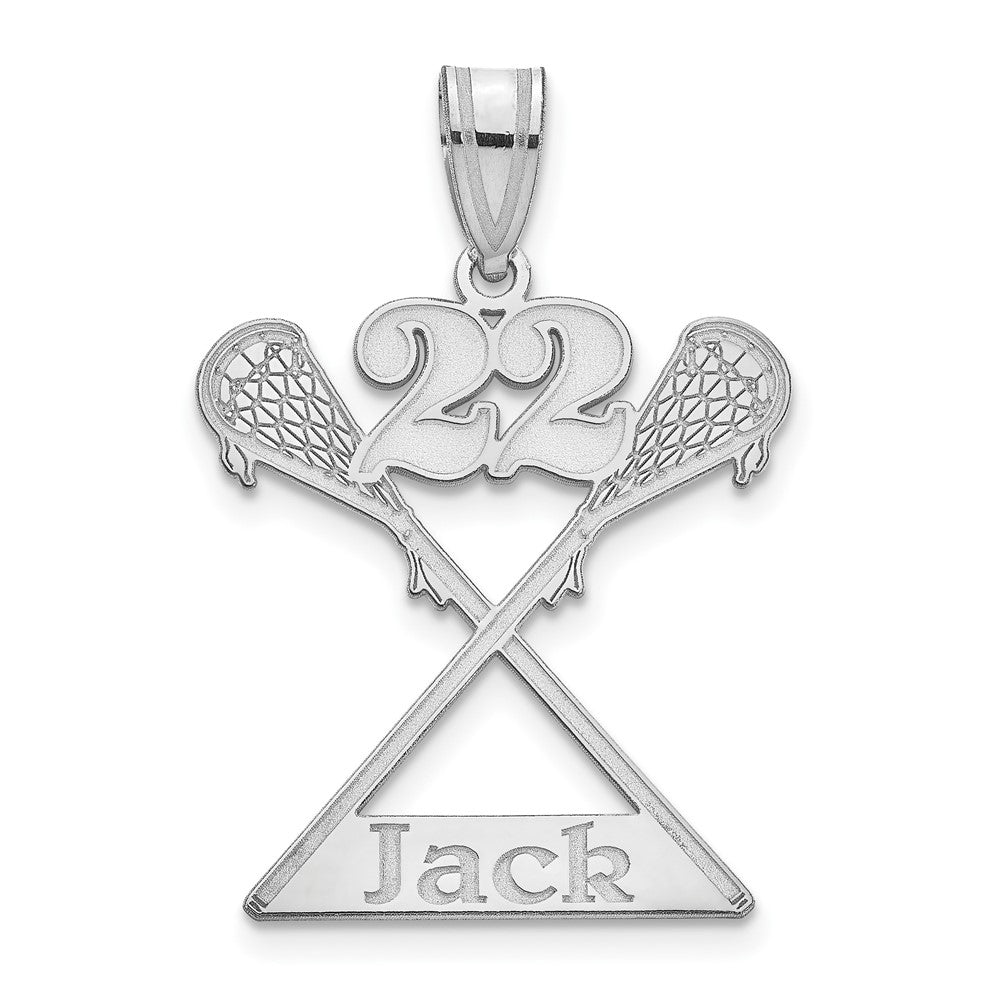 14K Weißgold Personalisiert Lacrosse Anhänger