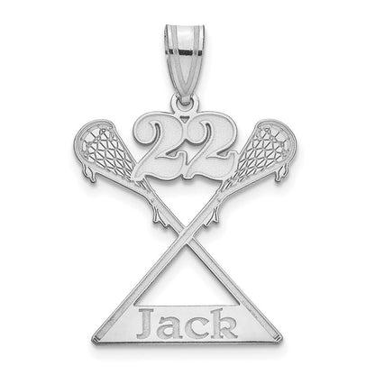 14K Weißgold Personalisiert Lacrosse Anhänger