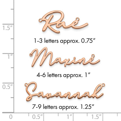 Roségoldbeschichtet Sterlingsilber /rose Poliert Bathinda Schriftart Name Platte