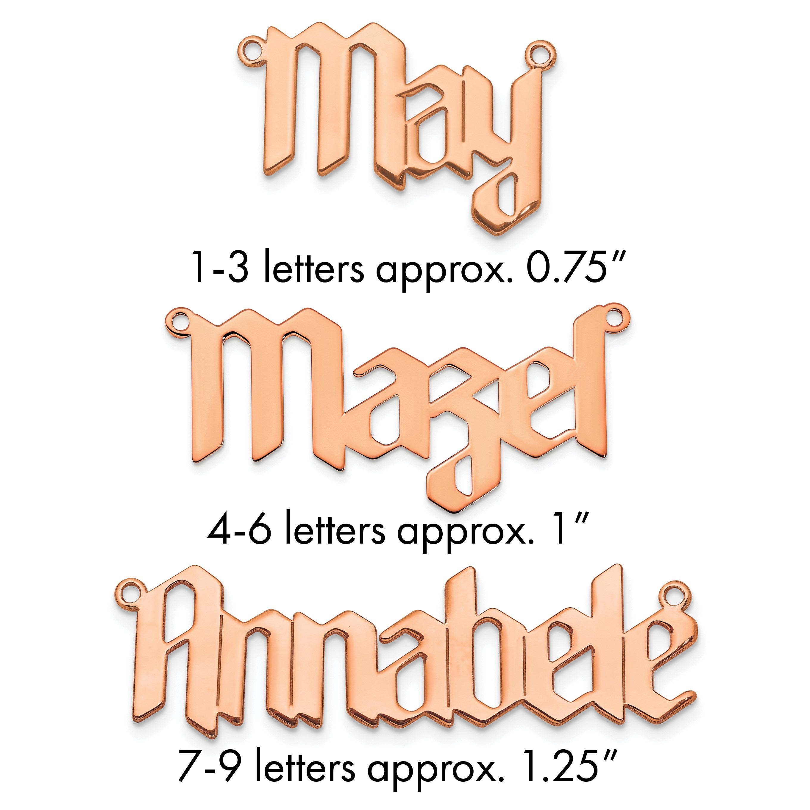 Roségoldbeschichtet Poliert New Gothic Textura Schriftart Name Platte